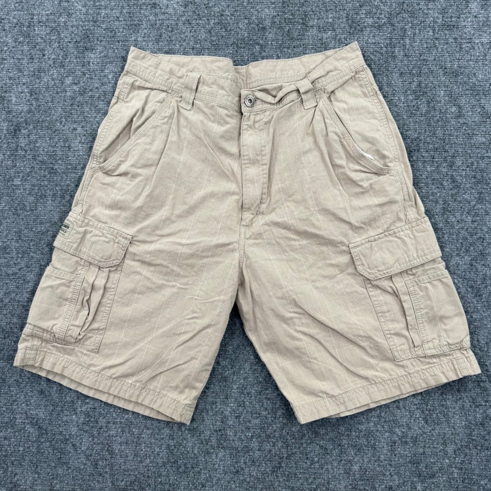 Lee Cargo‎ Shorts Size 32 9" Inseam Tan Flat Front Cotton Casual Outdoor Men's